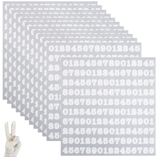 1920 Pieces Small Number Stickers – 1/2" Waterproof Vinyl Self – 1/2 Inch White