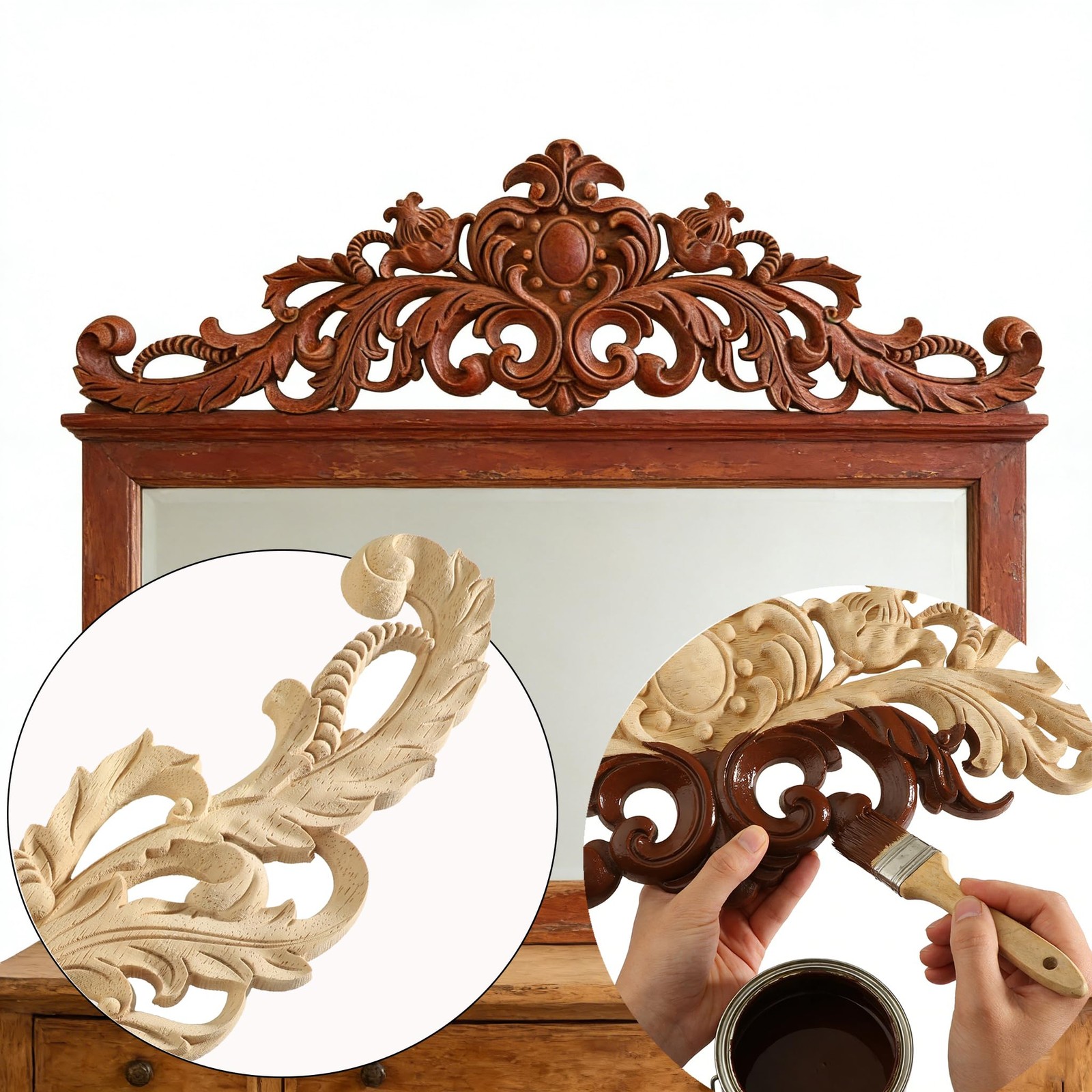 16 Pcs Wood Appliques and Onlays for Furniture Decorative Wooden DIY Wood Car…