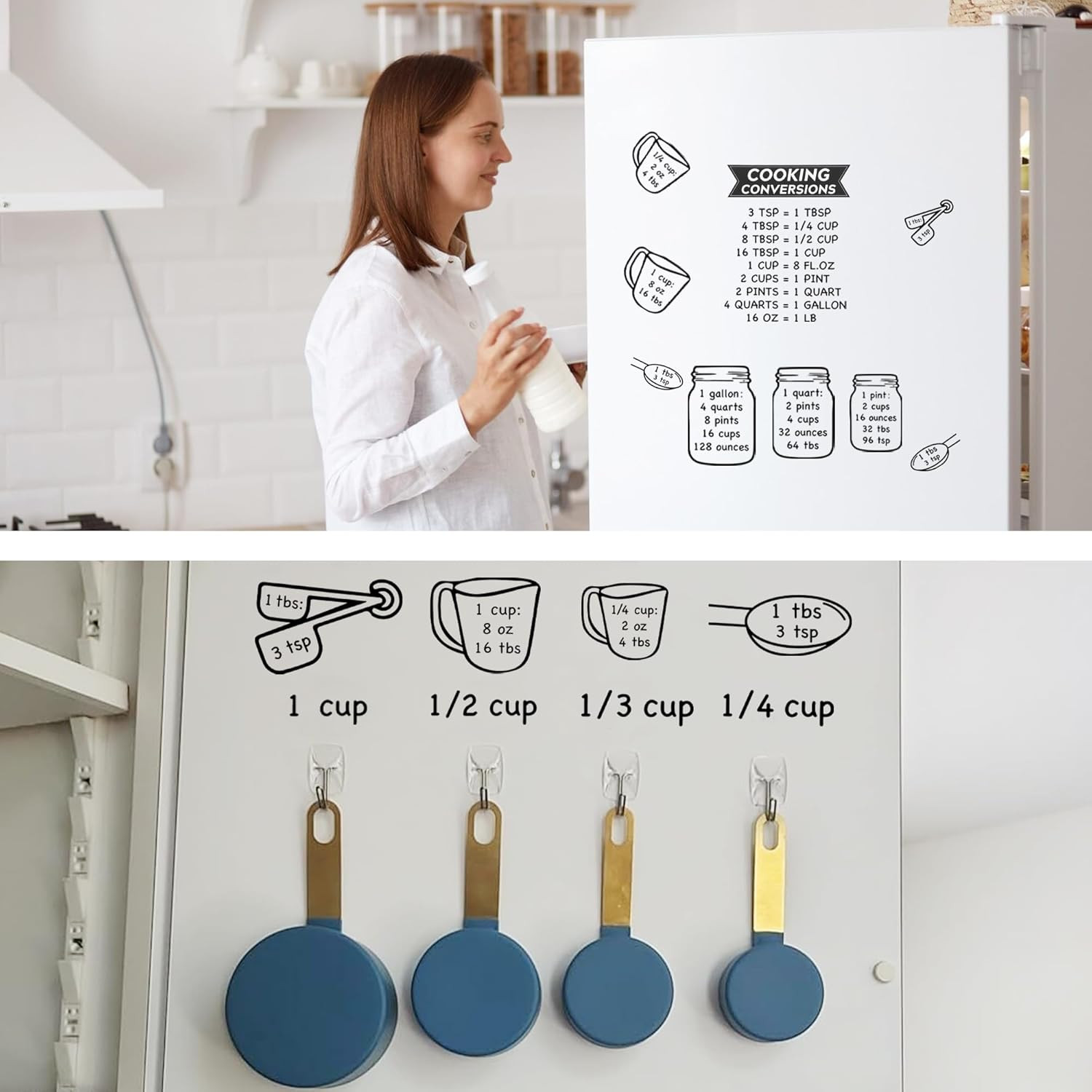 Kitchen Unit of Measurement Conversion Chart, Vinyl Measuring Conversion Decals