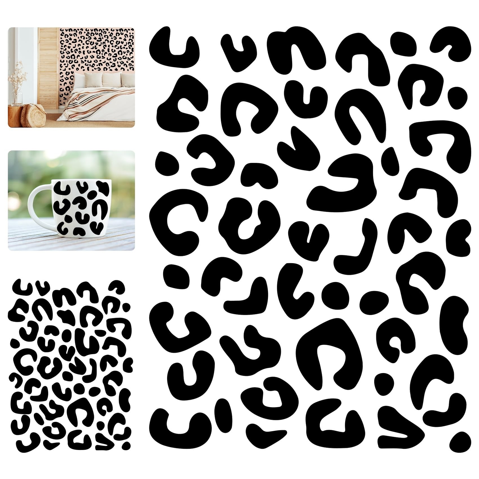 2PCS Leopard Print Cup Stickers – 7.9" X 5.7" and Leopard Wall Decal – 19.3" …