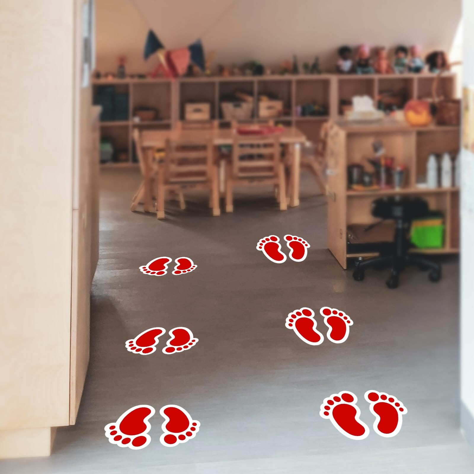 Red Footprint Stickers 4 × 6 Inches Vinyl Self Adhesive Kids Floor Decals W