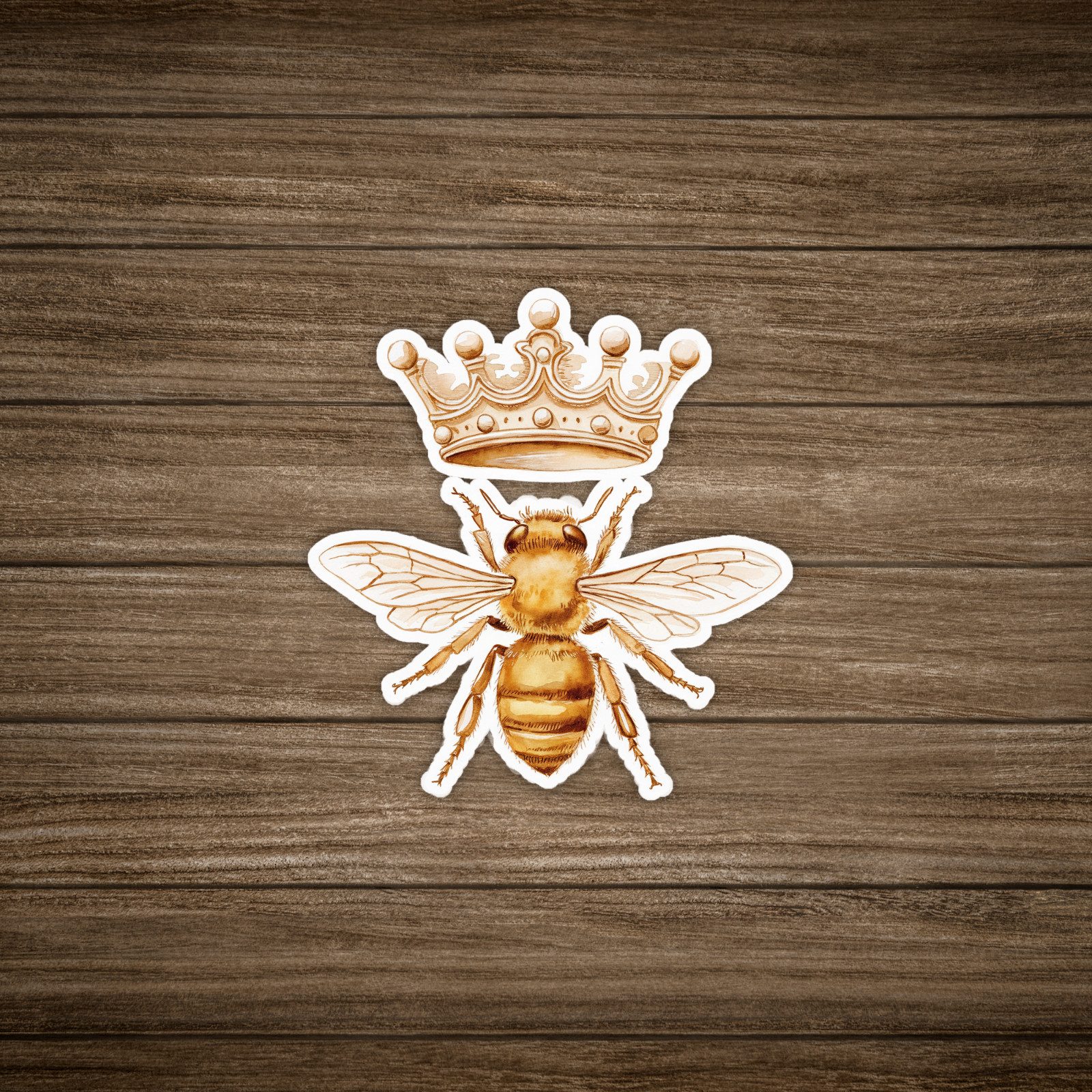 Regal Queen Bee Gold Crown Sticker – Royal Honey Bee Decal #840
