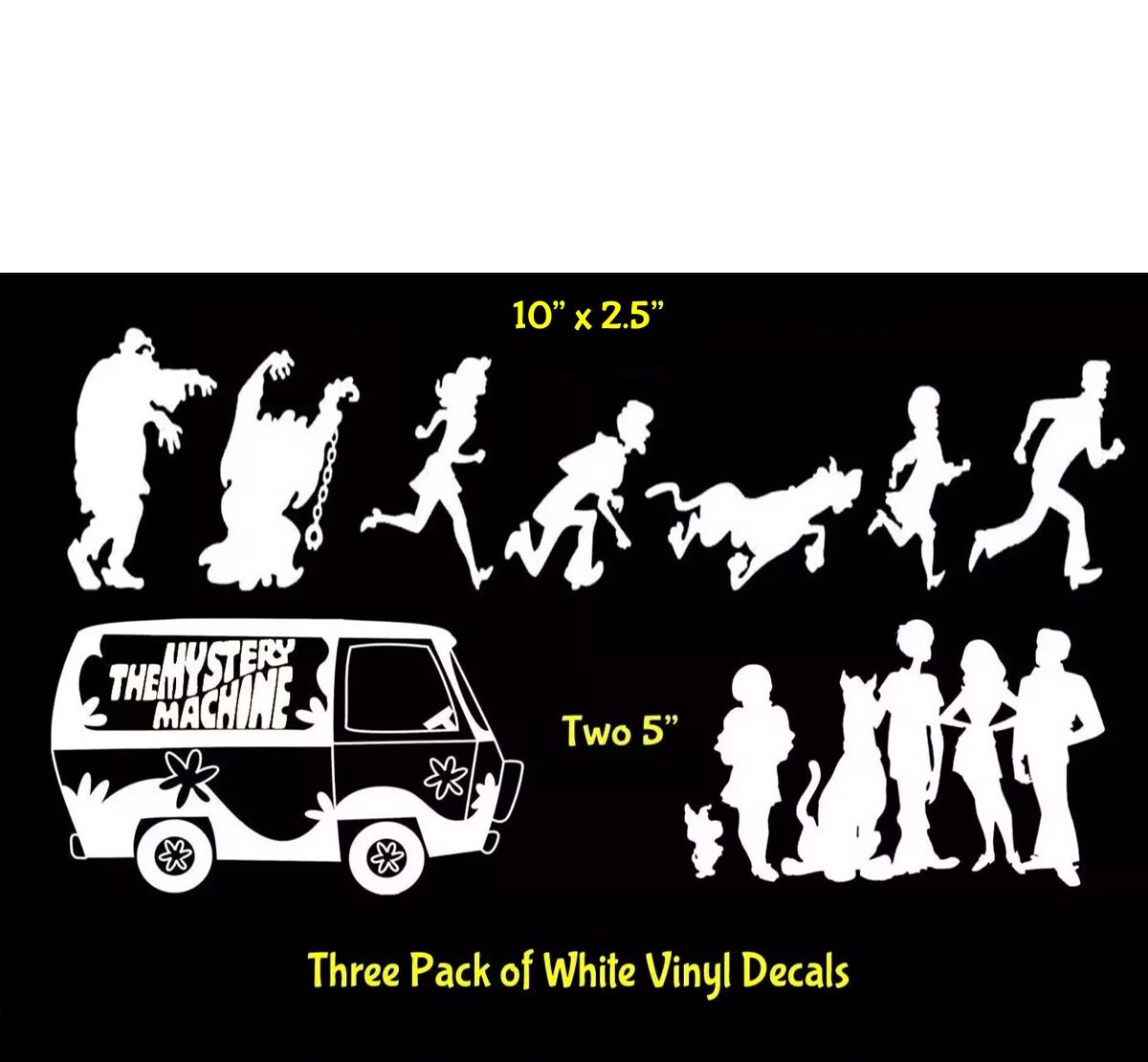 The Mystery Machine The Scooby Doo Gang 3 Pack Vinyl Decals Car Truck Van Window