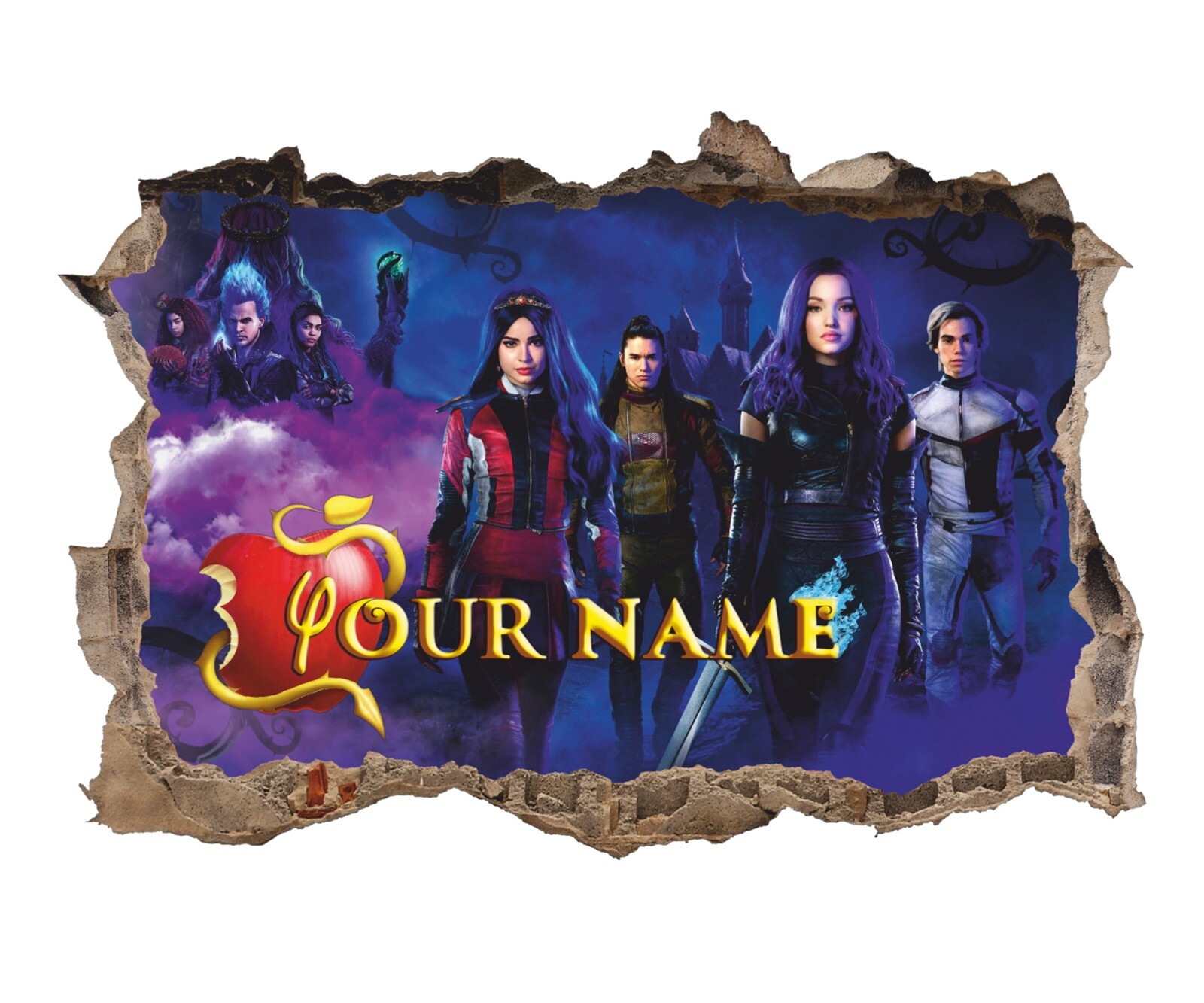 Descendants 3D Wall Sticker, Personalized Name Wall Decal, Decor