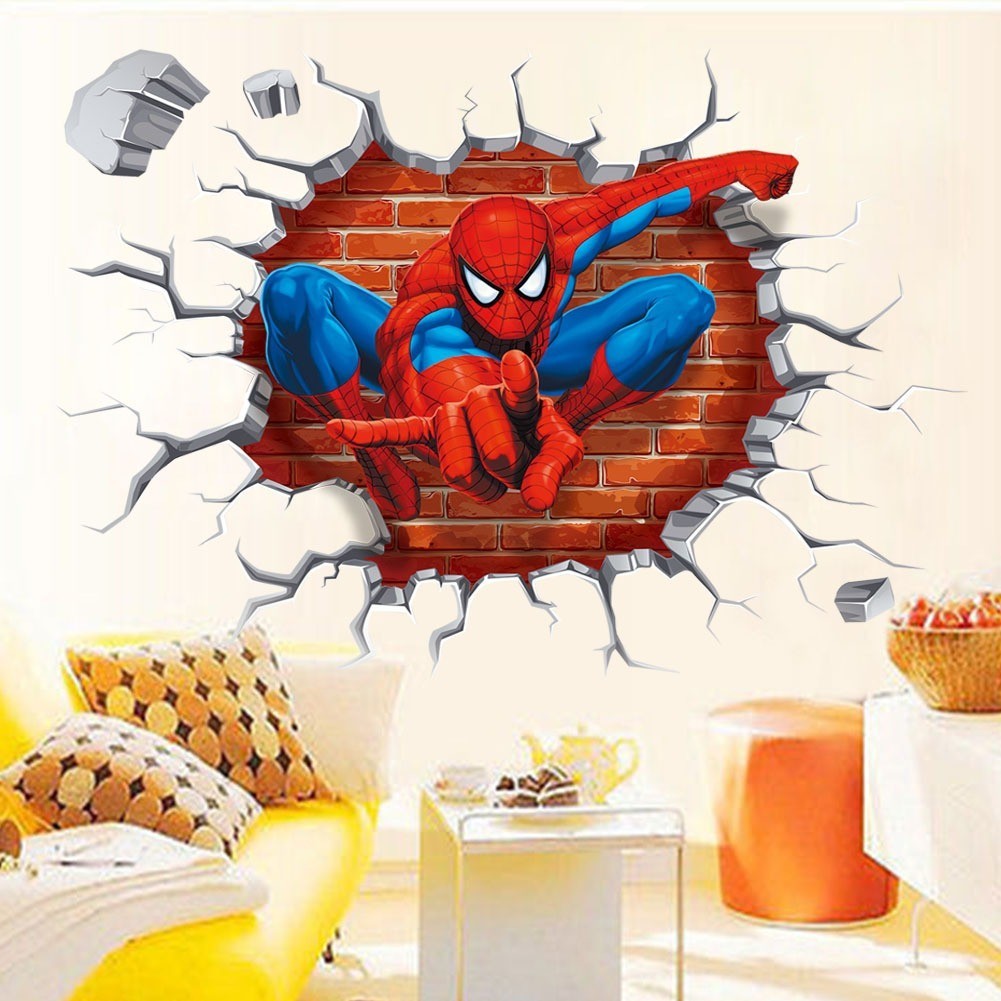Cartoon Spiderman Wall Stickers Kids Nursery Boys Bedroom Decor Vinyl Decals