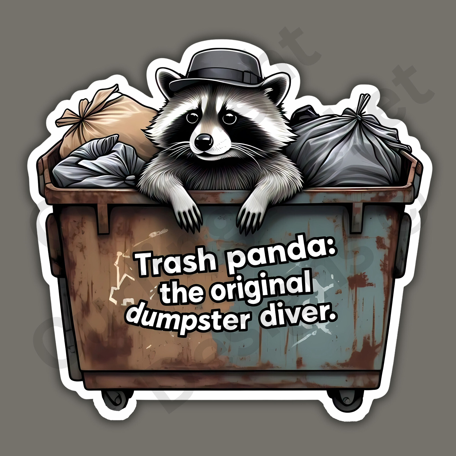 Trash Panda Dumpster Diver Raccoon Funny 3" Vinyl Sticker