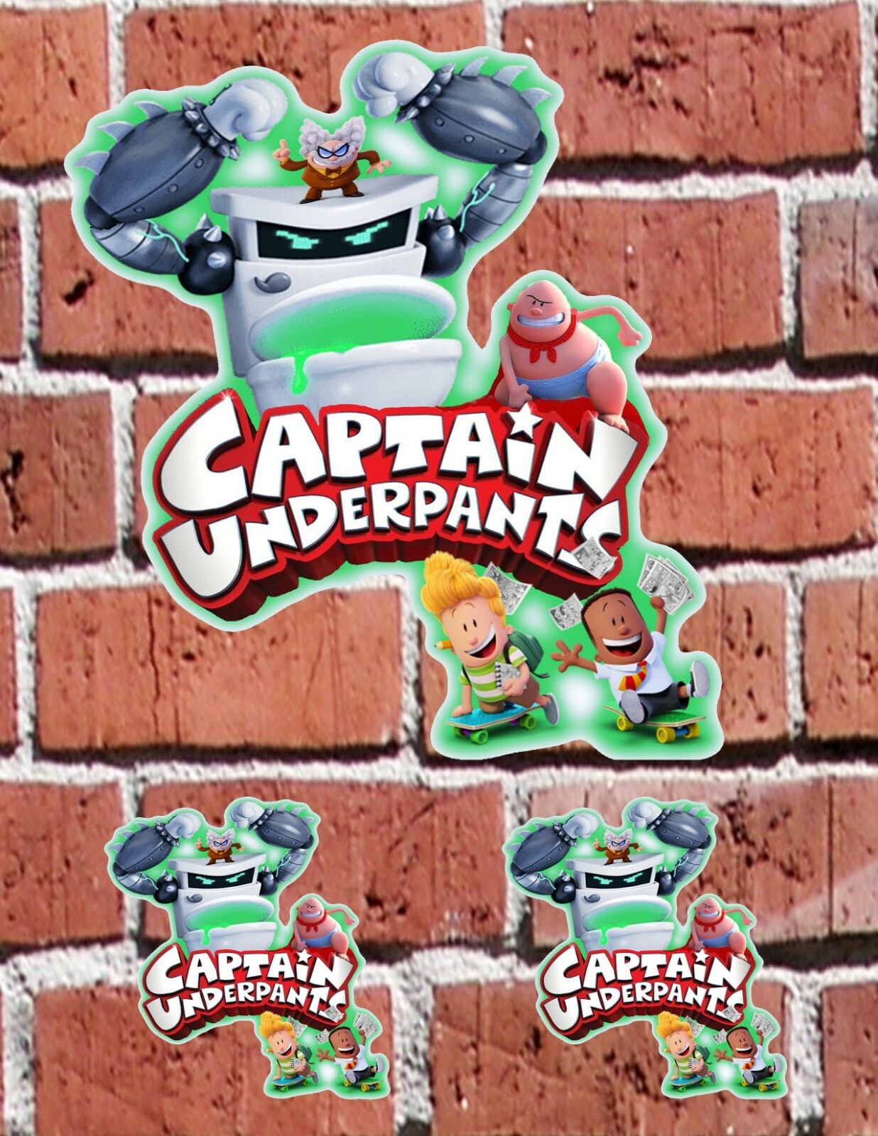 CAPTAIN UNDERPANTS BOSS FIGHT 7" and 3" DECAL STICKERS for HOME, SCHOOL, AUTO