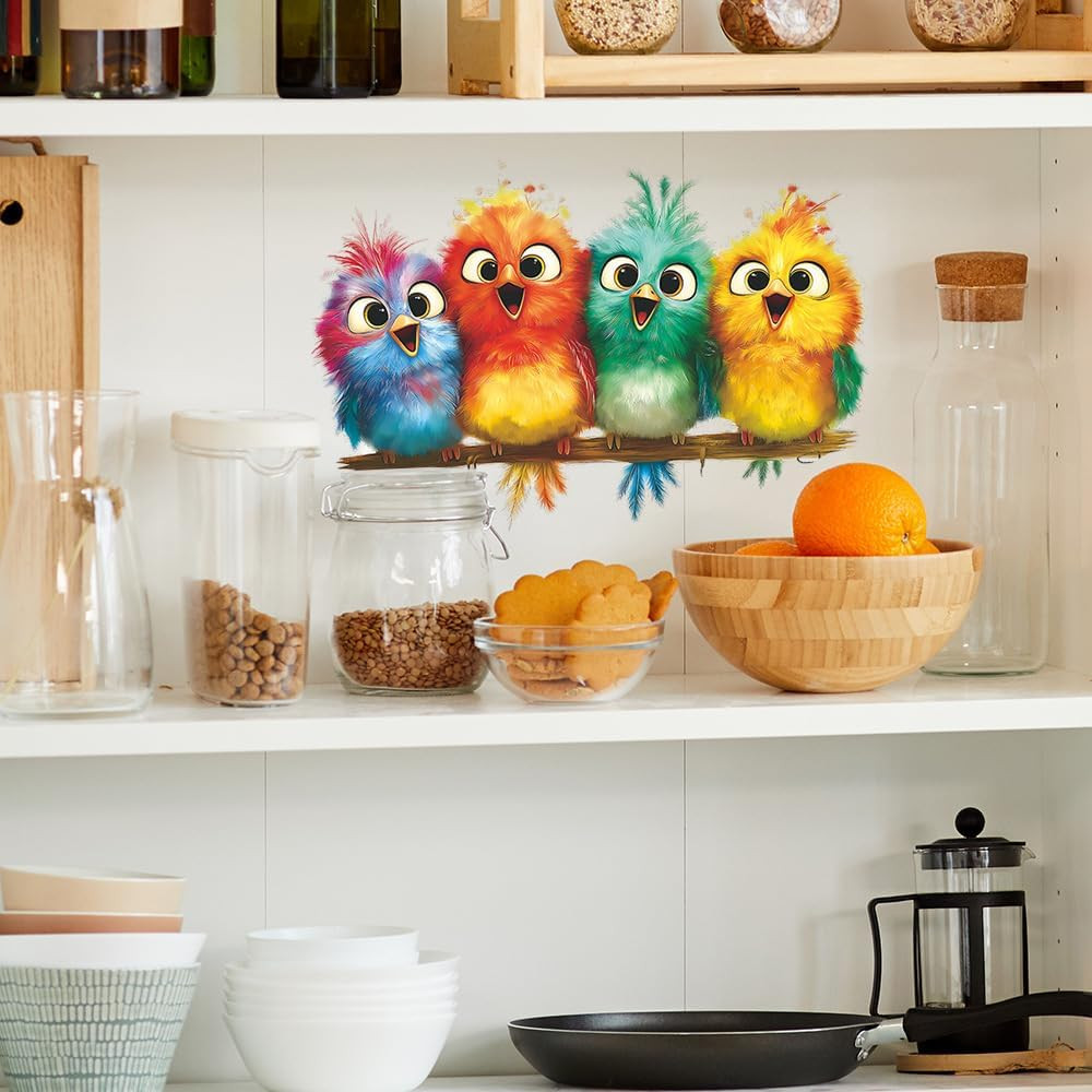 2 Pack Funny Birds Wall Stickers – Vinyl Art Mural for Home Decor