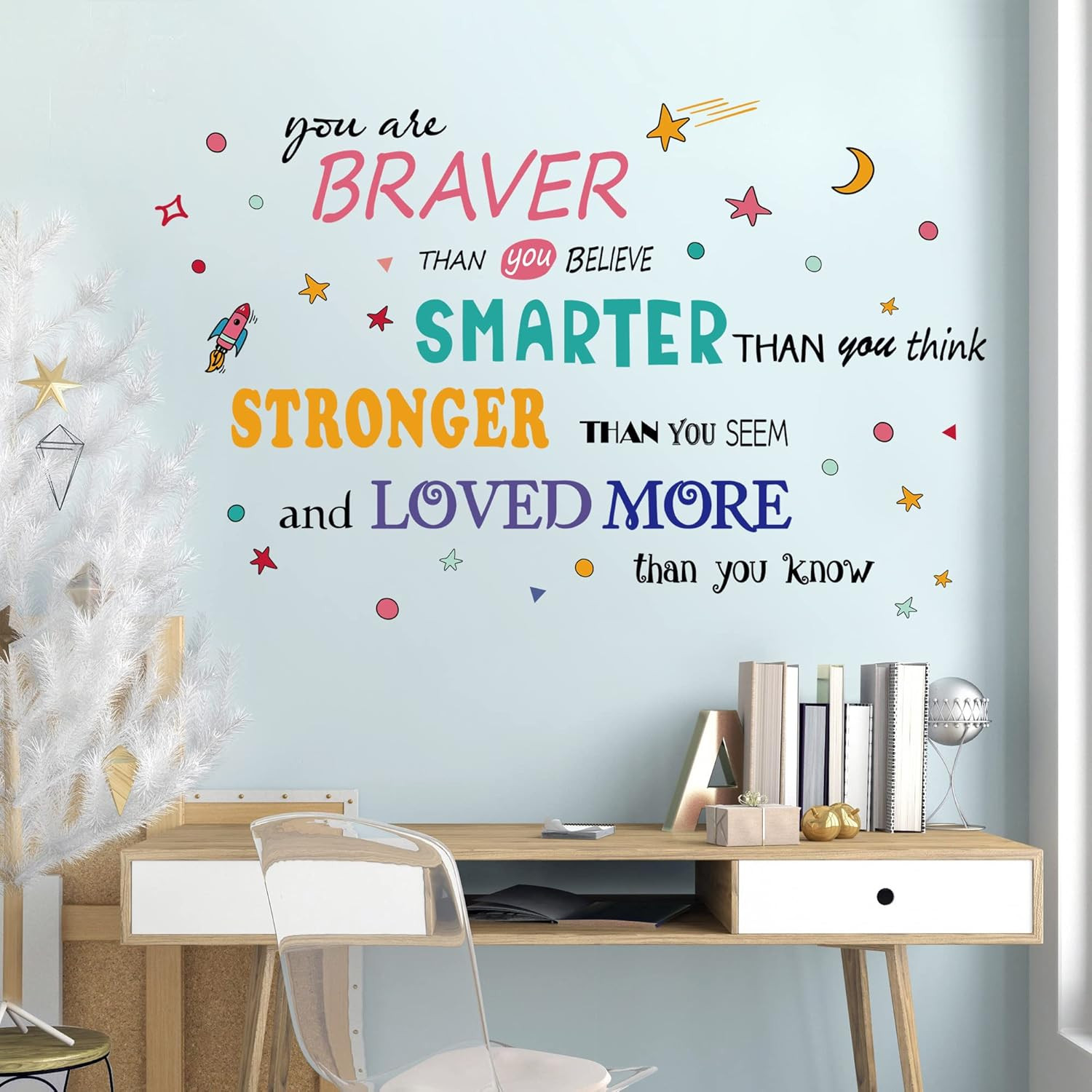 Removable 3D Colorful Quotes Inspirational Words Lettering Wall Decals Motivatio