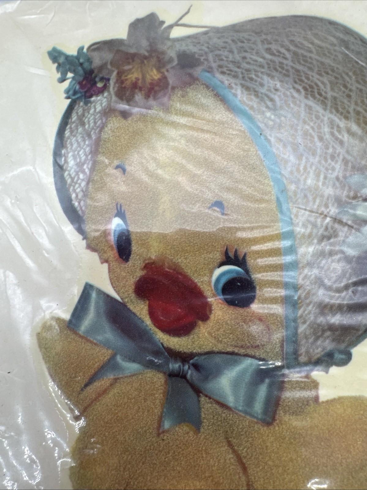Vtg 1960's Anthropomorphic Duck & Chick CUTIES Decals Meyercord Fuzzy Wall Decor