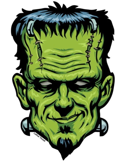 NEW LETHAL THREAT FRANKENSTEIN "FRANKY" HEAD MINI DECAL STICKER 2"x3.25" RC00318