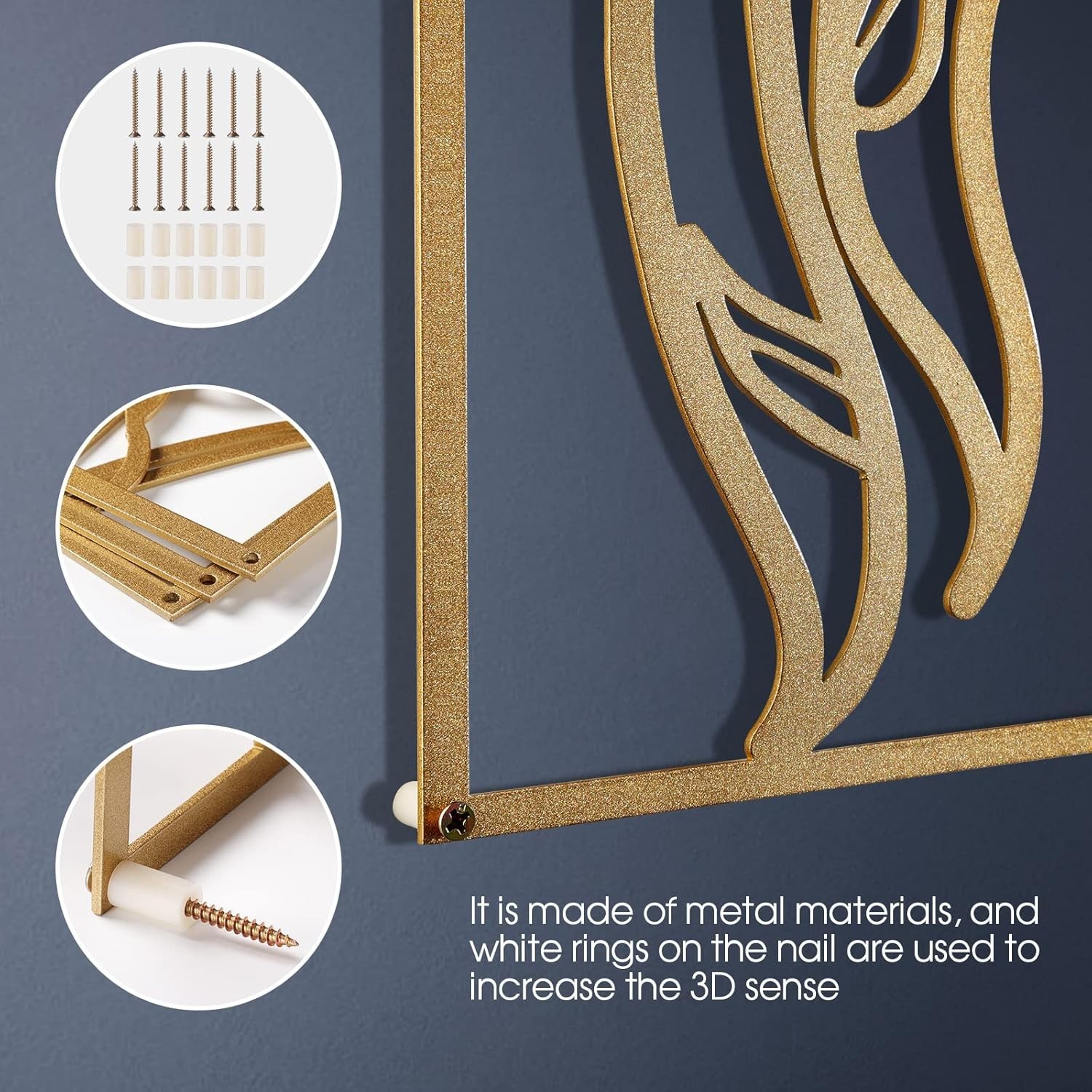 Sophisticated Gold Wall Art Set – 3-Pcs for Bedrooms, Offices & Living Rooms