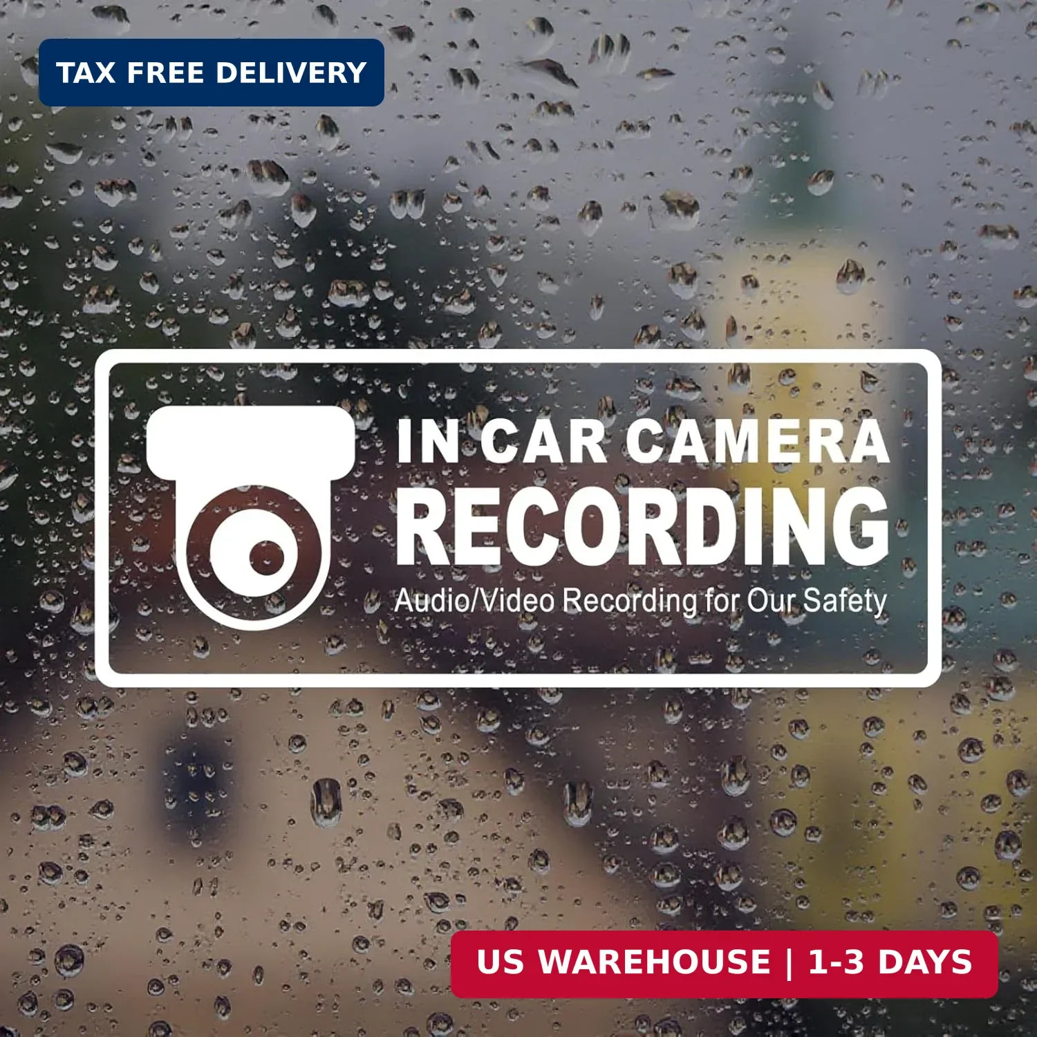in Car Camera Recording Sticker, 2"x 5" Video Surveillance Sign Vehicle Decals,