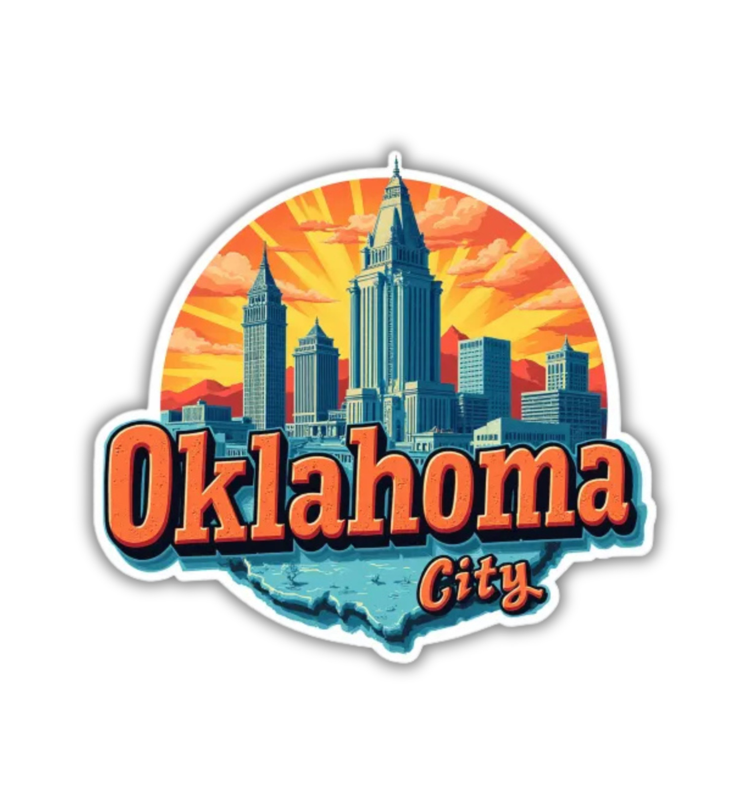 Oklahoma City Oklahoma Fridge Magnet or Laptop Sticker