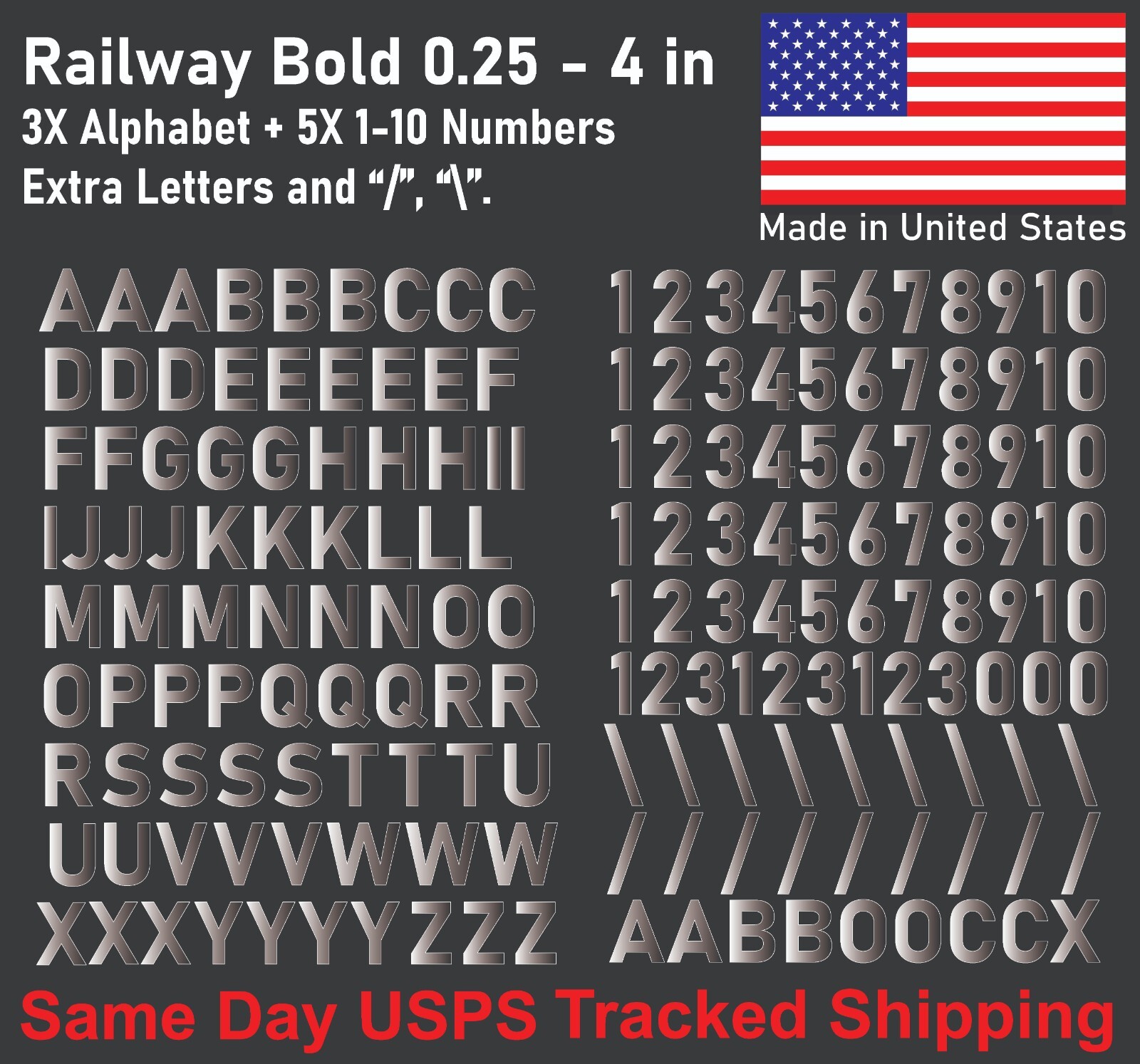 3X Alphabet & 0-10 Vinyl Decal Numbers – Mailbox, Wall, Address, Locker Stickers