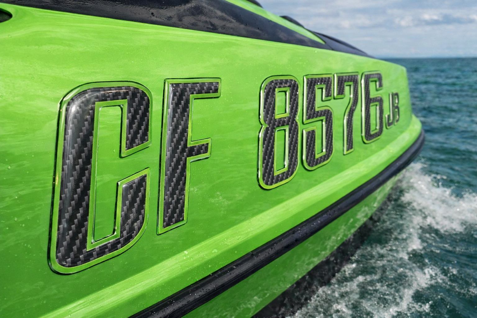 Carbon Fiber Green Boat & Jet Ski Registration Numbers 3D Raised Waterproof 3"