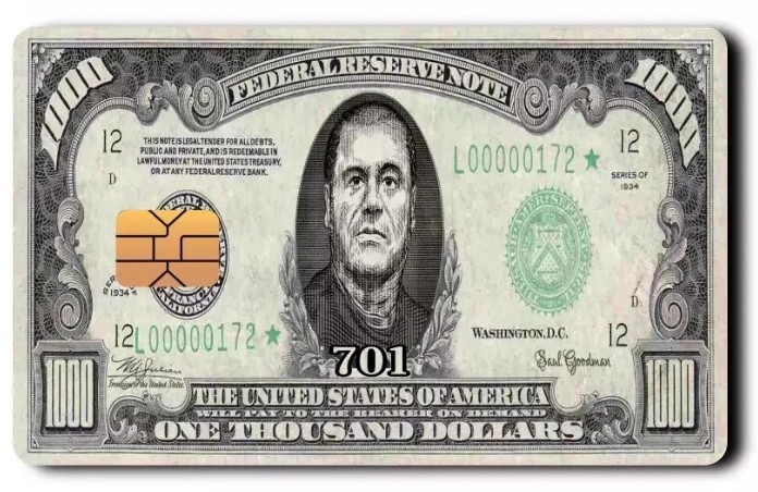 El Chapo 1000 Pesos Card Skin 2-Pack Banknote Narco Culture Tribute Decal