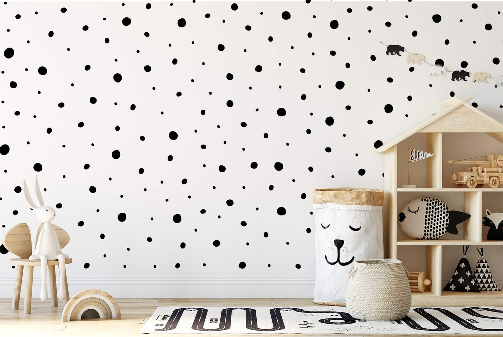 | Hand Drawn Blobs & Dots Dalmatian Irregular Shape Home Nursery Decoration P…