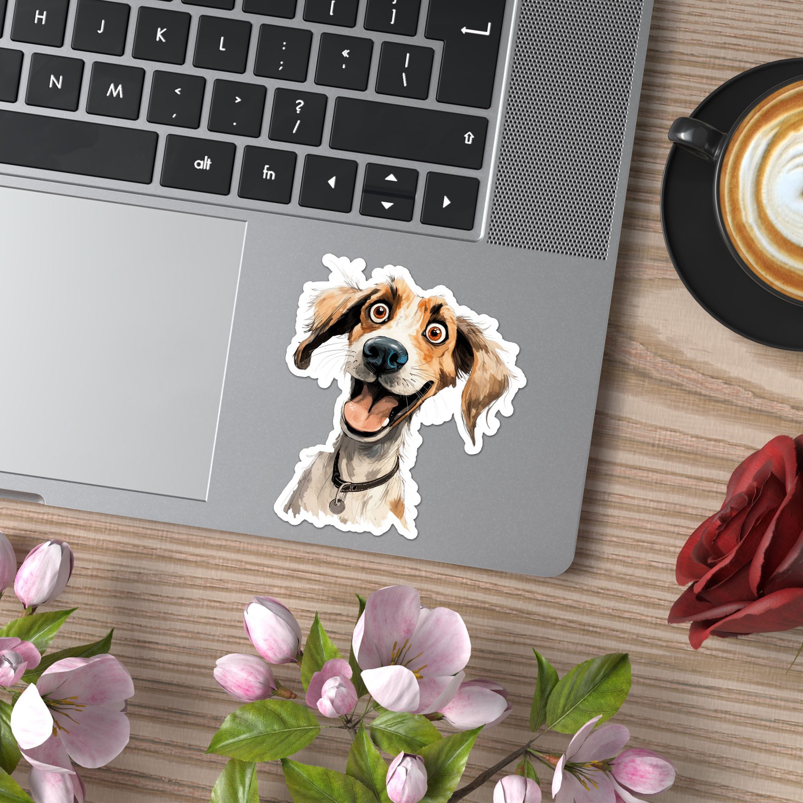 Happy Funny Dog – Vinyl Decal Sticker – Car Window Laptop – ebn12247