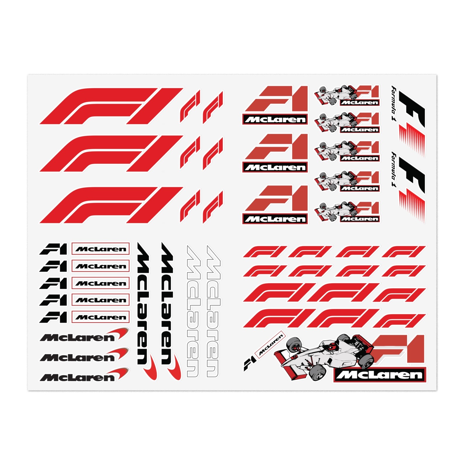 Formula One McLaren Logo F1 Racing Car – STICKER DECAL SIZE VARIETY PACK