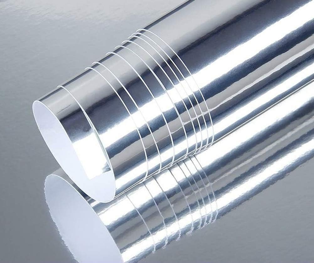 12"X78"Chrome Mirror Silver Vinyl Wrap Sticker Decal Film Sheet,Self-Adhesive