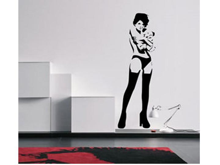 SEXY GIRL WITH TEDDY BANKSY Vinyl Wall Sticker Art Decal Words Lettering DIY
