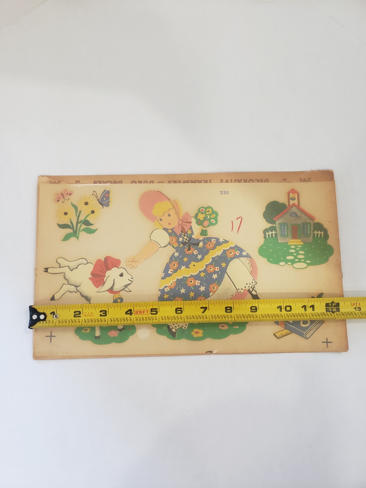 Vintage Duro Water Transfer DECAL, Nursery Rhyme Mary Had A Little Lamb 1950s
