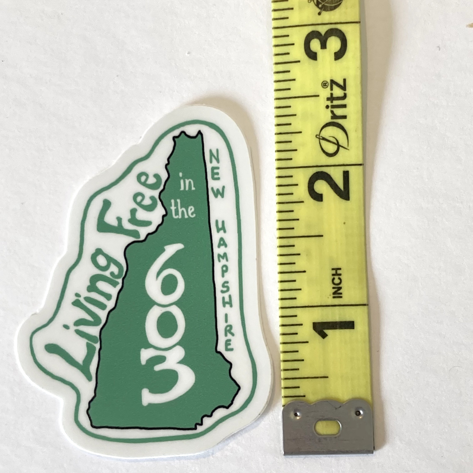New Hampshire State Sticker "Living Free in the 603" Vinyl Weatherproof Green