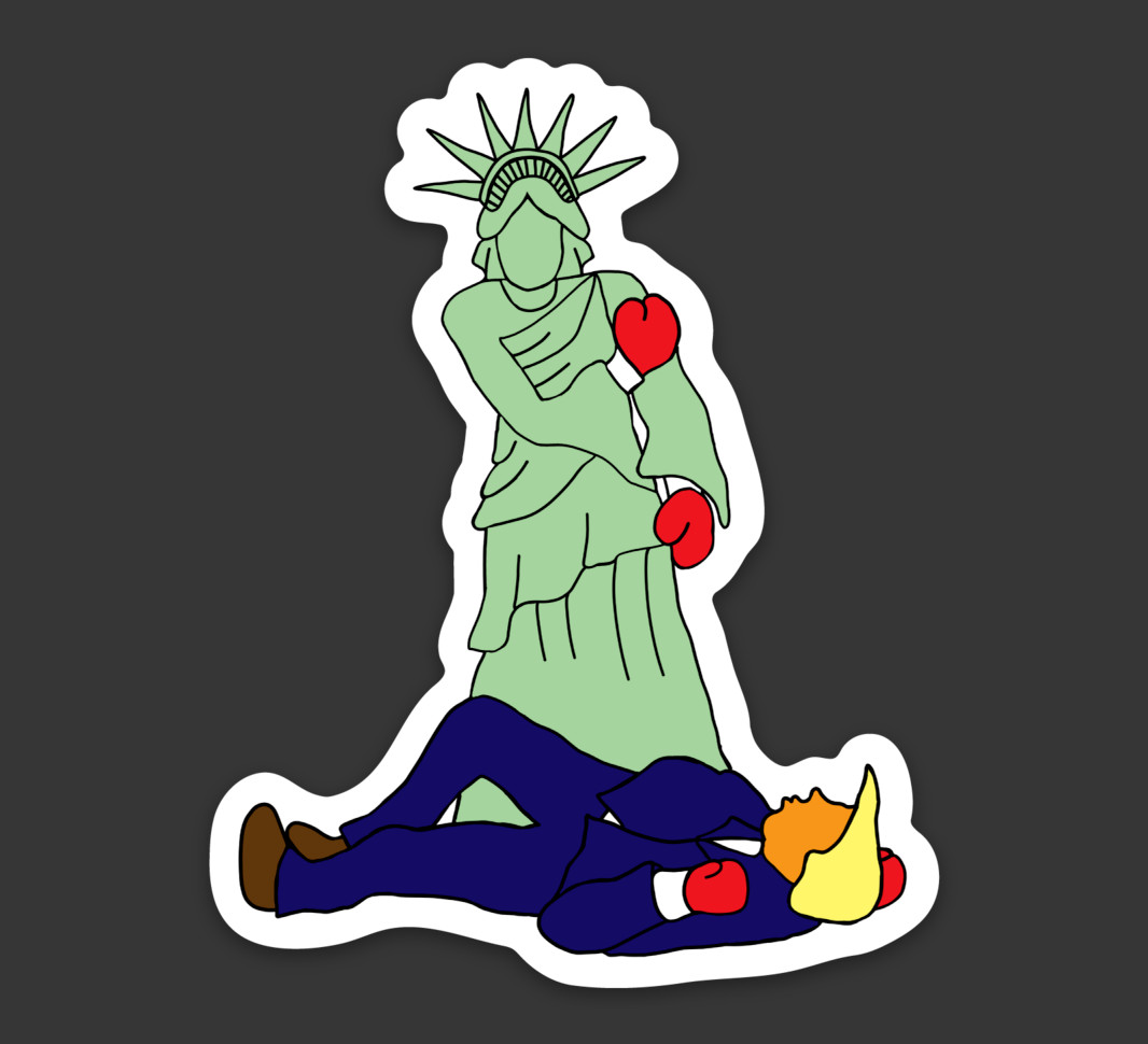 Statue of Liberty Donald Trump Boxing Premium Vinyl Die Cut Sticker 2.35″ × 3″