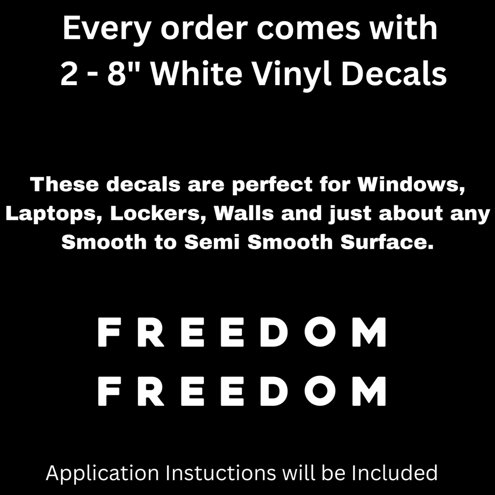 Charlie Kirk FREEDOM 2-PACK 8" Vinyl Decals. True American Patriot.