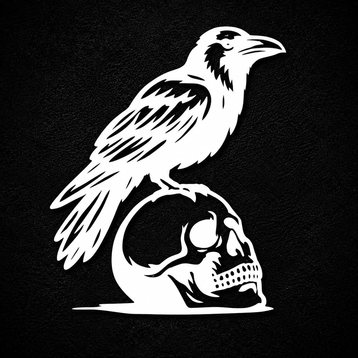 Raven with a Skull Vinyl Decal – Gothic Crow Sticker