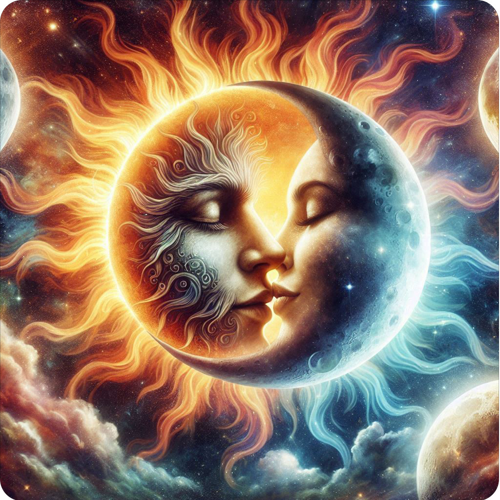 Celestial sun kissing moon 100% waterproof vinyl sticker decal – many sizes