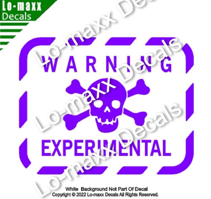Warning Experimental Skull And Cross Bones Custom Graphic Die Cut Vinyl Decal