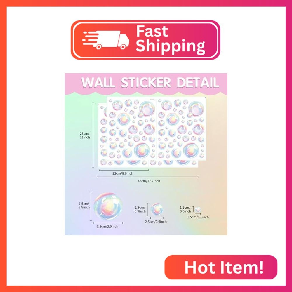Trantranapa 56pcs Rainbow Bubble Wall Decal Stickers Background Decor for Sea Oc