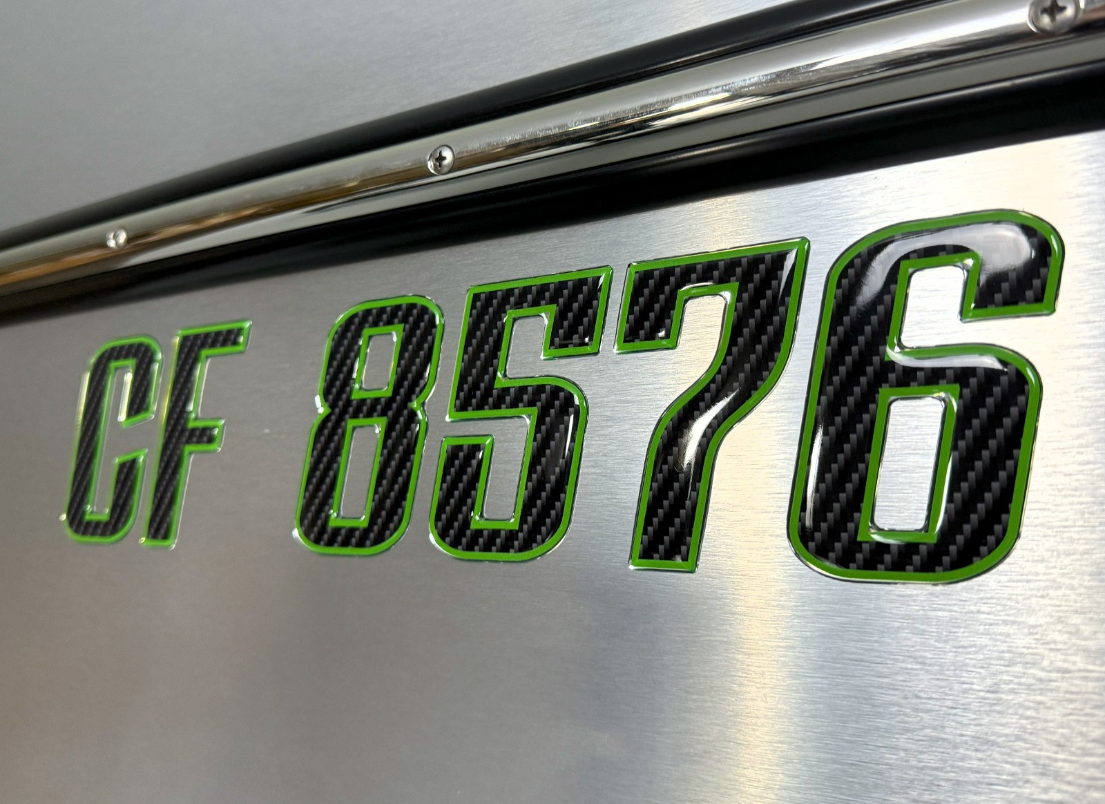 Carbon Fiber Green Boat & Jet Ski Registration Numbers 3D Raised Waterproof 3"