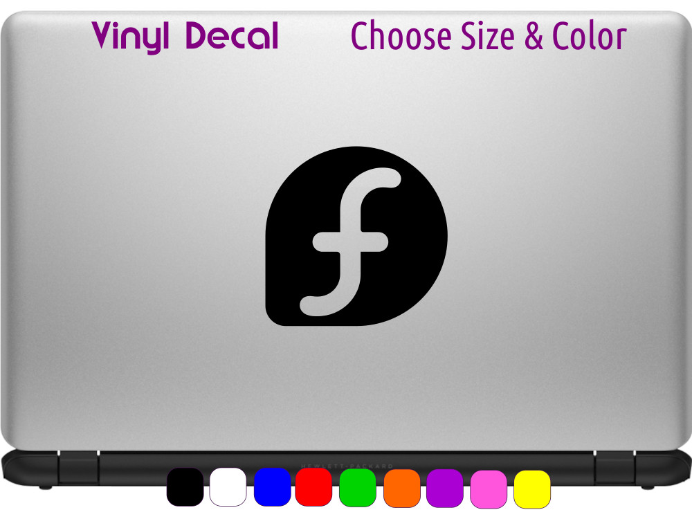 FEDORA Linux wide logo Vinyl Decal Laptop Car Window Sticker CHOOSE SIZE COLOR
