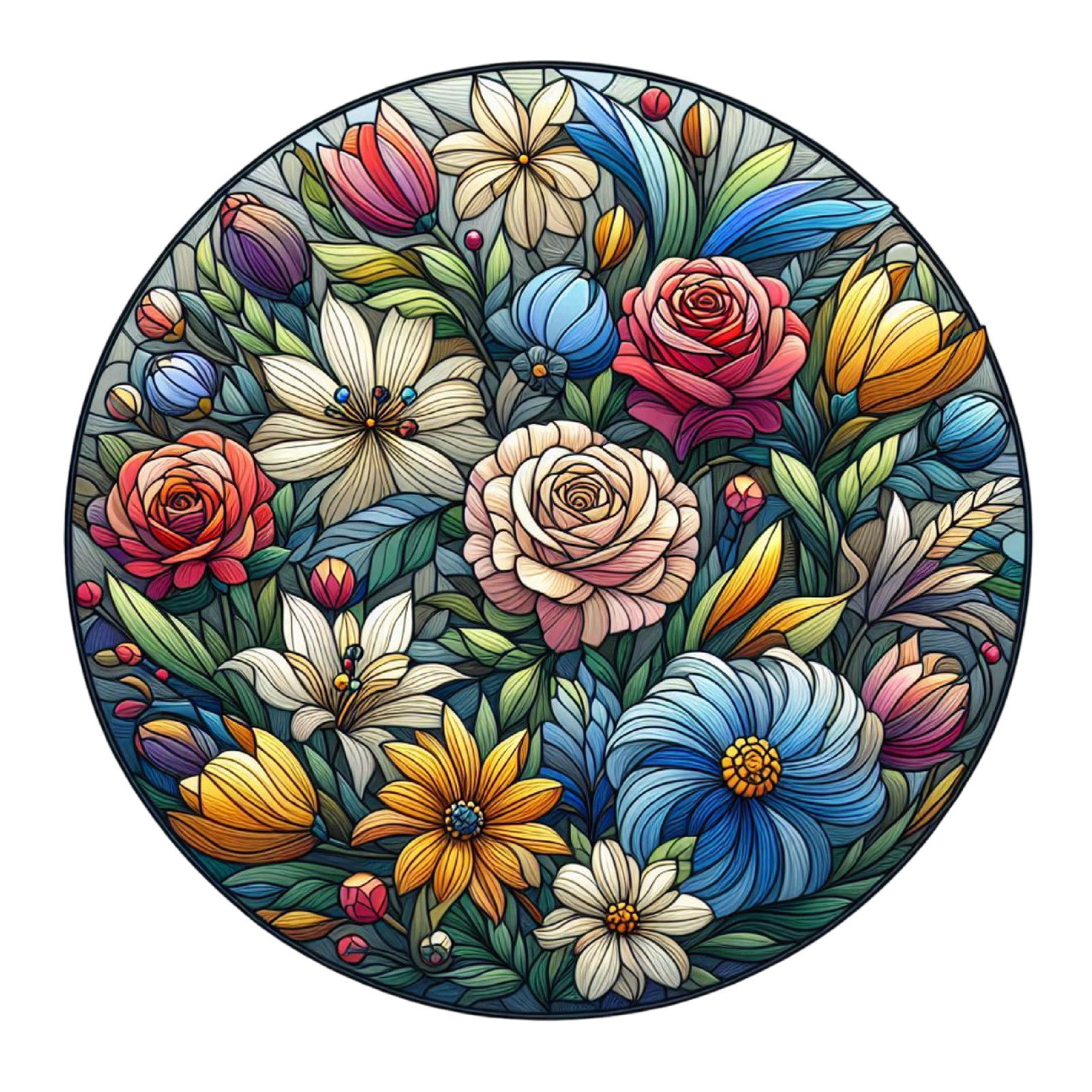 Wall decal sticker flowers stained glass wall sticker 18 x 18 cm large