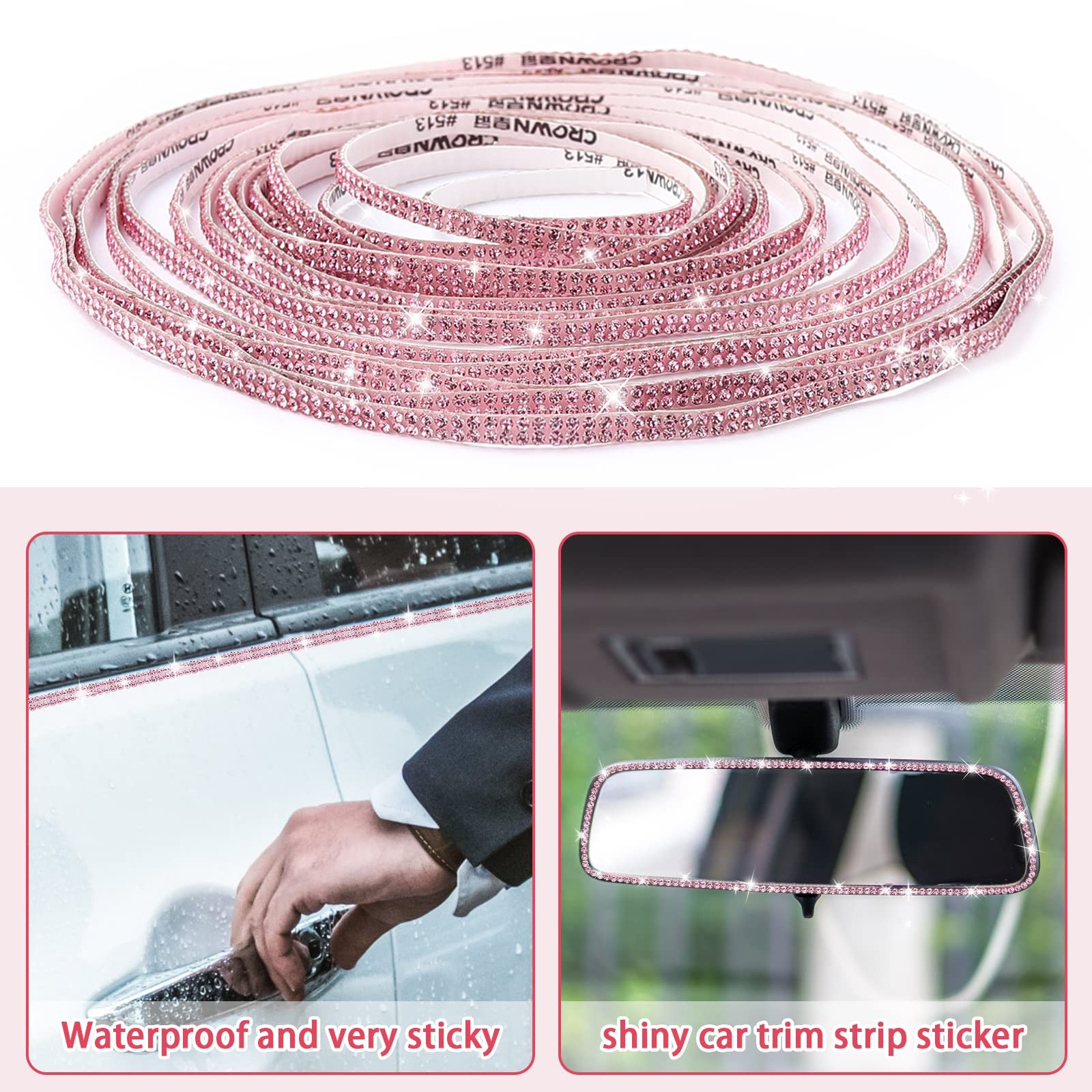 Bling Car Trim SelfAdhesive 36.1Ft Rhinestone Accessories for Interior Decor