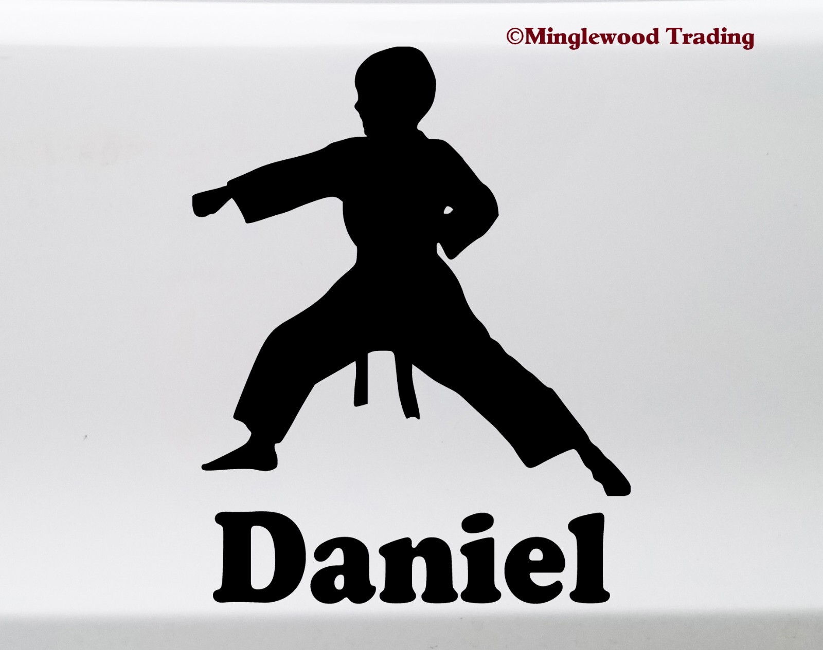 Karate Boy with Personalized Name Vinyl Decal Sticker | Taekwondo Judo Jiu-Jitsu