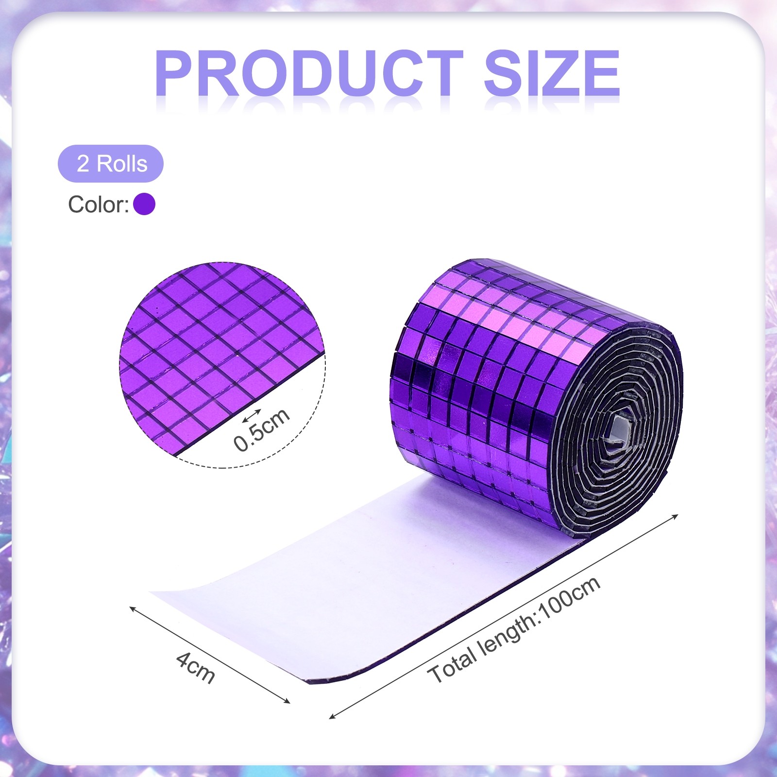 3200 Pieces Adhesive Mosaic Tiles 5 x 5 mm Disco Tiles Purple 2 Pcs