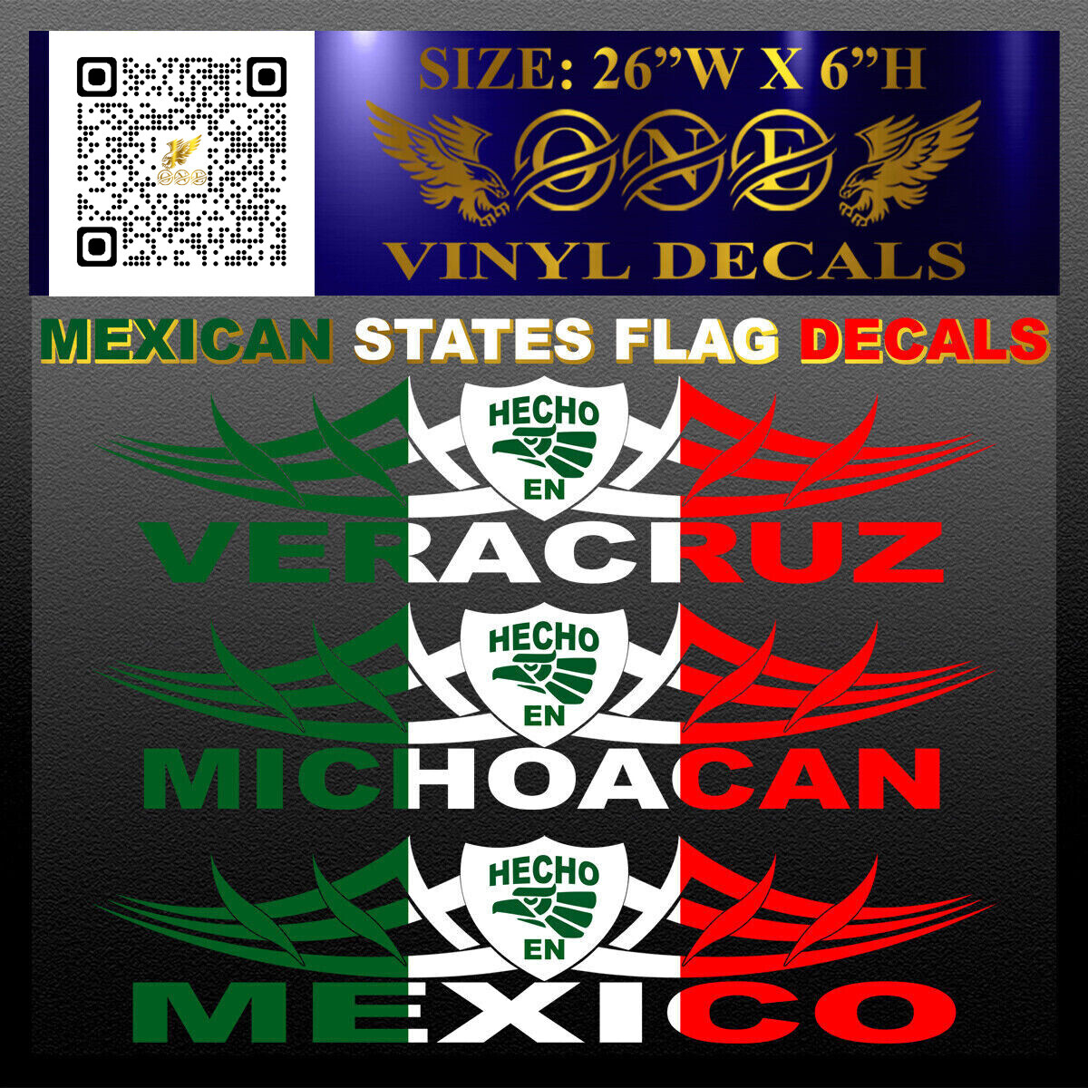 1 Mexican State Flag Decal Mexico Vinyl Decal Stickers, Decals & Vinyls
