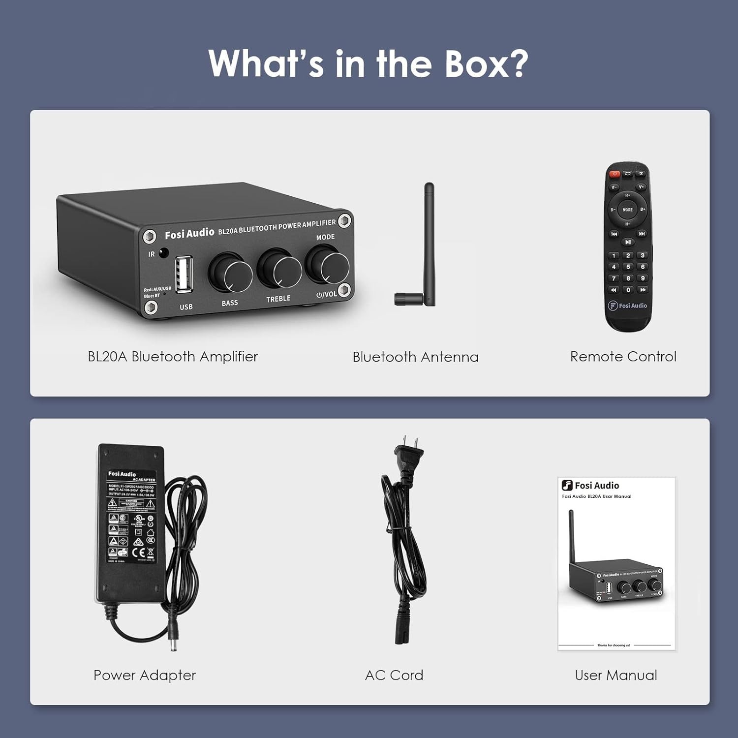 BL20A Bluetooth 5.0 Home Audio Stereo Amplifier Remote Control 200W