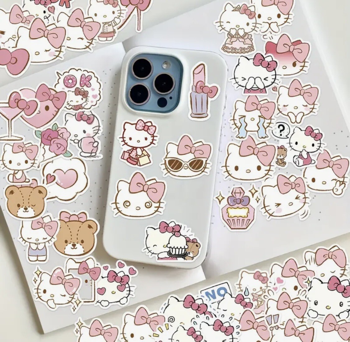 Hello Kitty Stickers 50 Pcs, Pretty In Pink Kawaii Decals Sanrio Cartoon Cat
