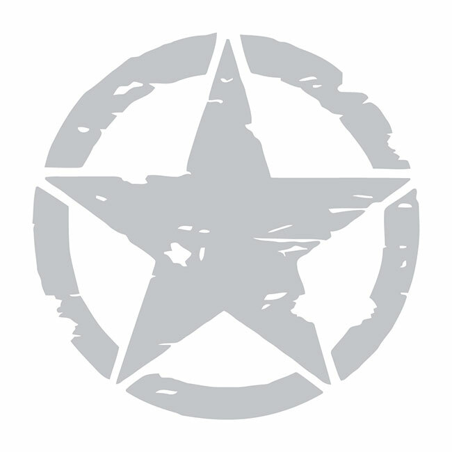 Automotive Distressed Army Star Die Cut Decal Multiple colors Made USA