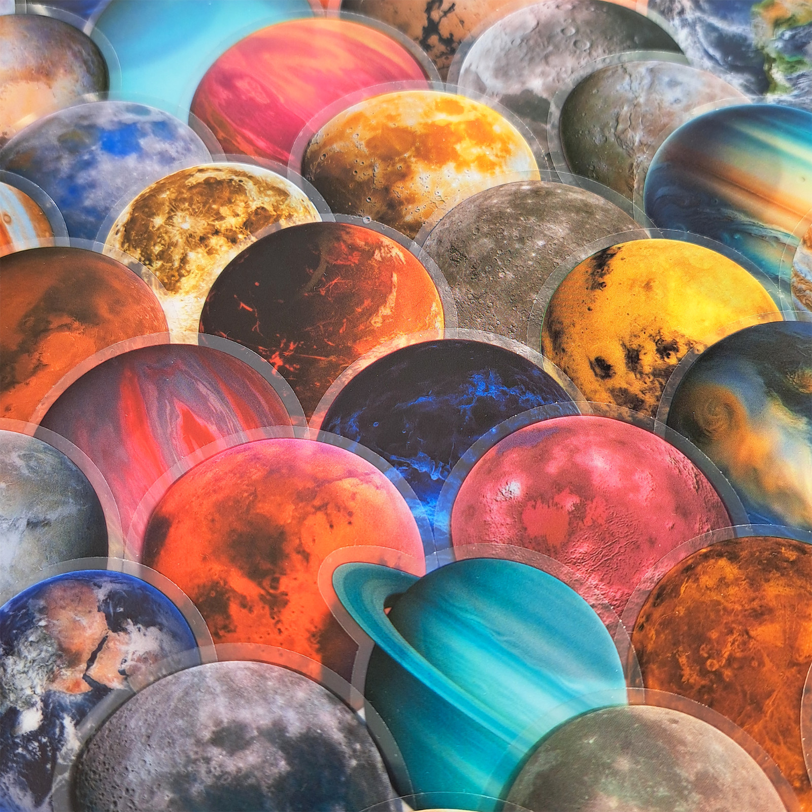 50 PCS Solar System Planets Sticker Pack Transparent Space Galaxy Astronomy