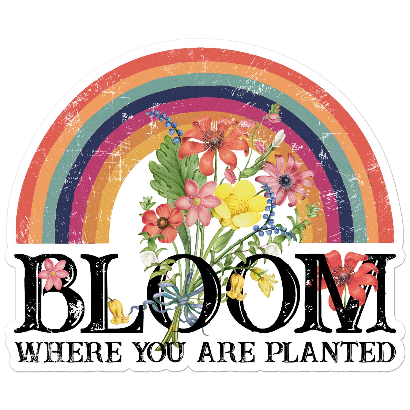Rainbow Flowers Bloom – Vinyl Decal Sticker – Car Window Laptop – ebn8770