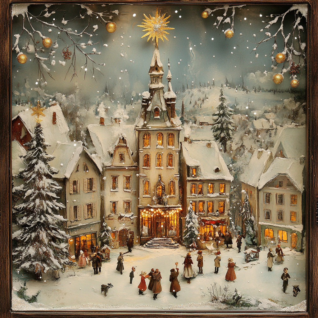 2PC 18x18inch Christmas photo framed decal, Large Holiday Winter wall sticker