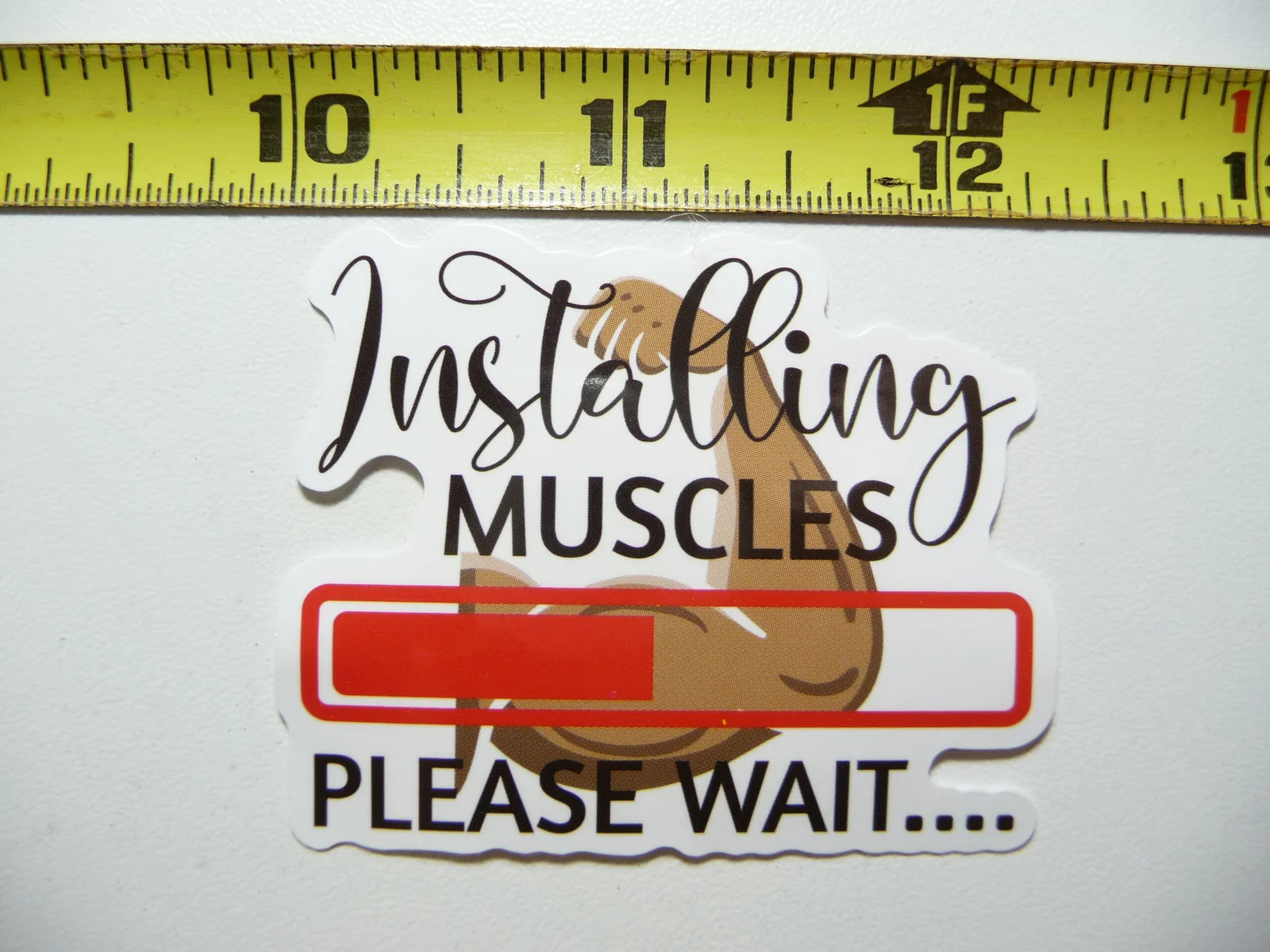 INSTALLING MUSCLES WAIT SMALL STICKER DECAL EXERCISE WEIGHTS WEIGHTLIFTING