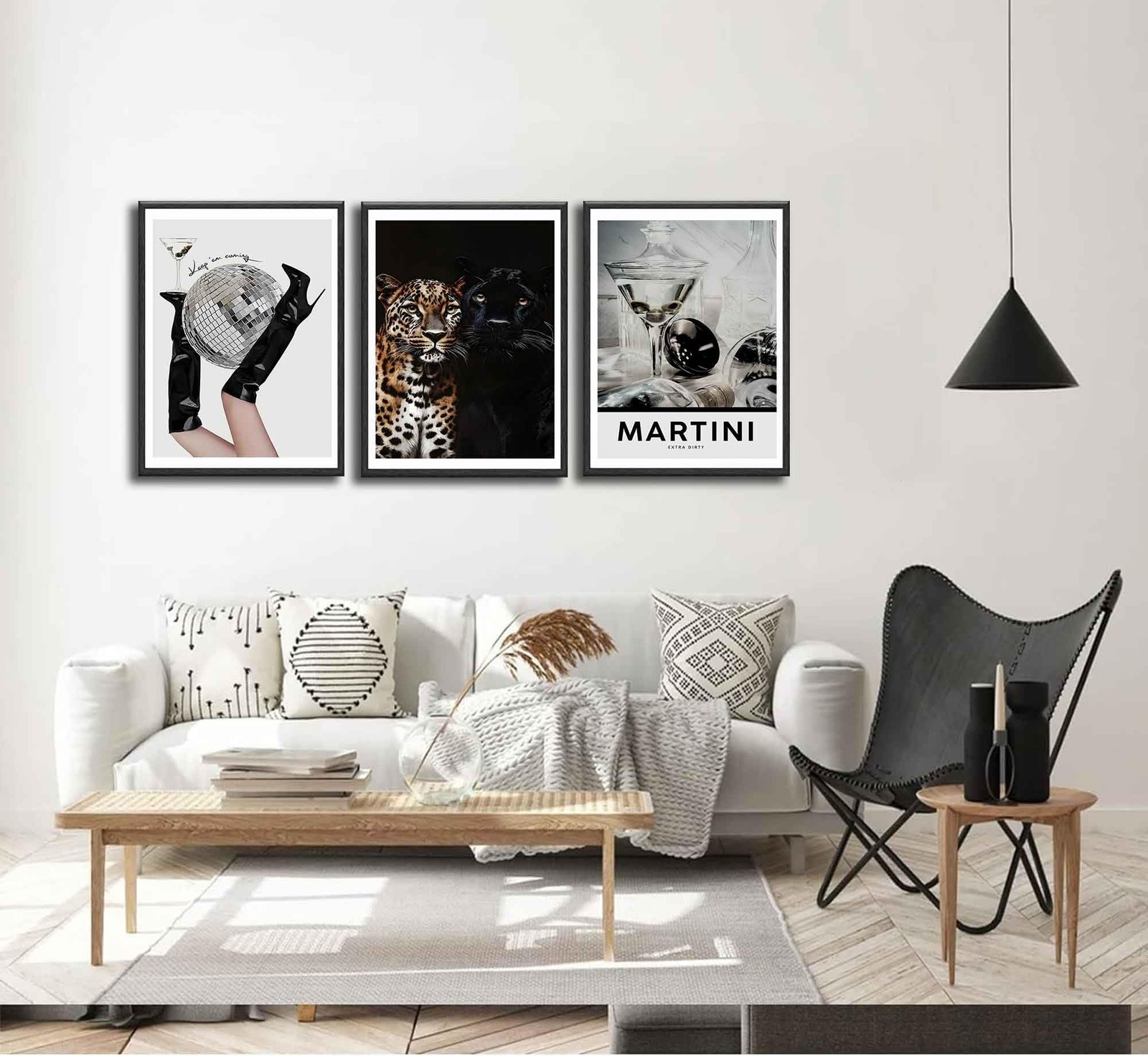 3Pcs Trendy Leopard Wall Art Funky Black High Heel Disco Ball Wall Decor Pict…