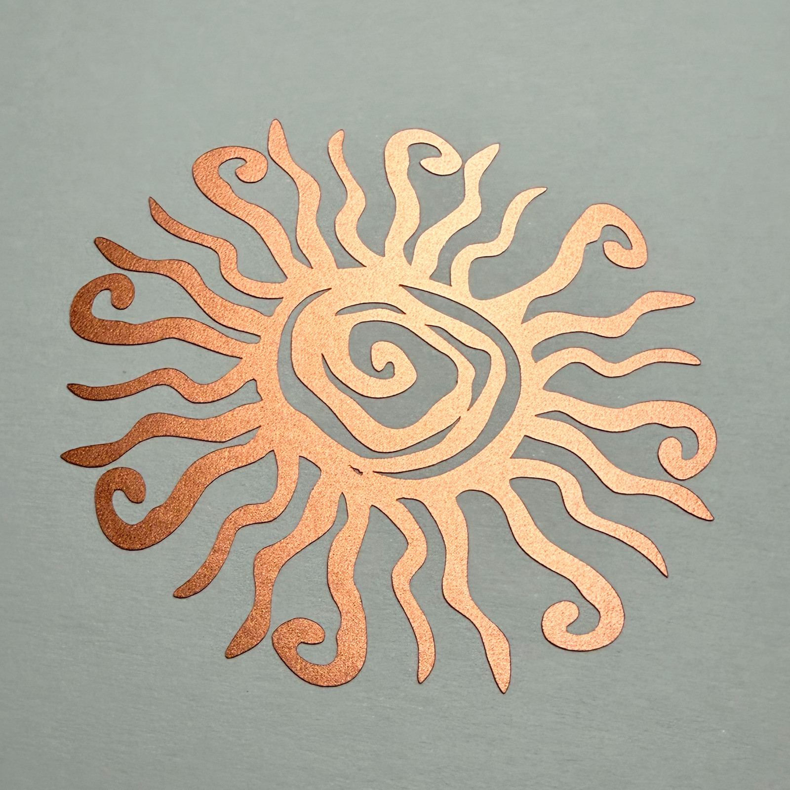 Satin Bronze Sun Decal 3.5" Tribal Spiral Sunburst Vinyl Sticker